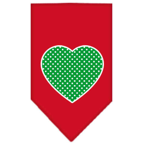 Green Swiss Dot Heart Screen Print Bandana Red Small
